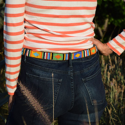 Handmade Kenyan Beaded Belt- Diamond Multi
