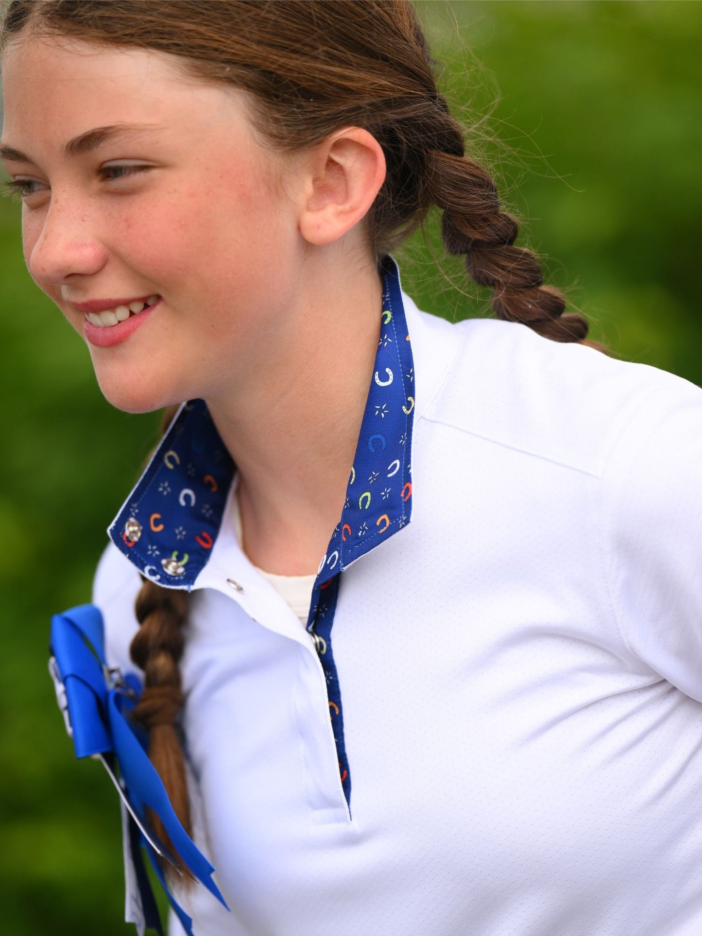 Show Ring Luck Girls Talent Yarn Straight Collar Short Sleeve Show Shirt