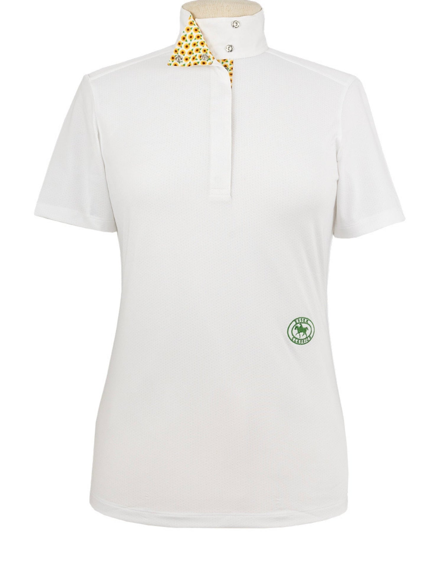 Sunflowers Ladies Talent Yarn Wrap Collar Short Sleeve Show Shirt