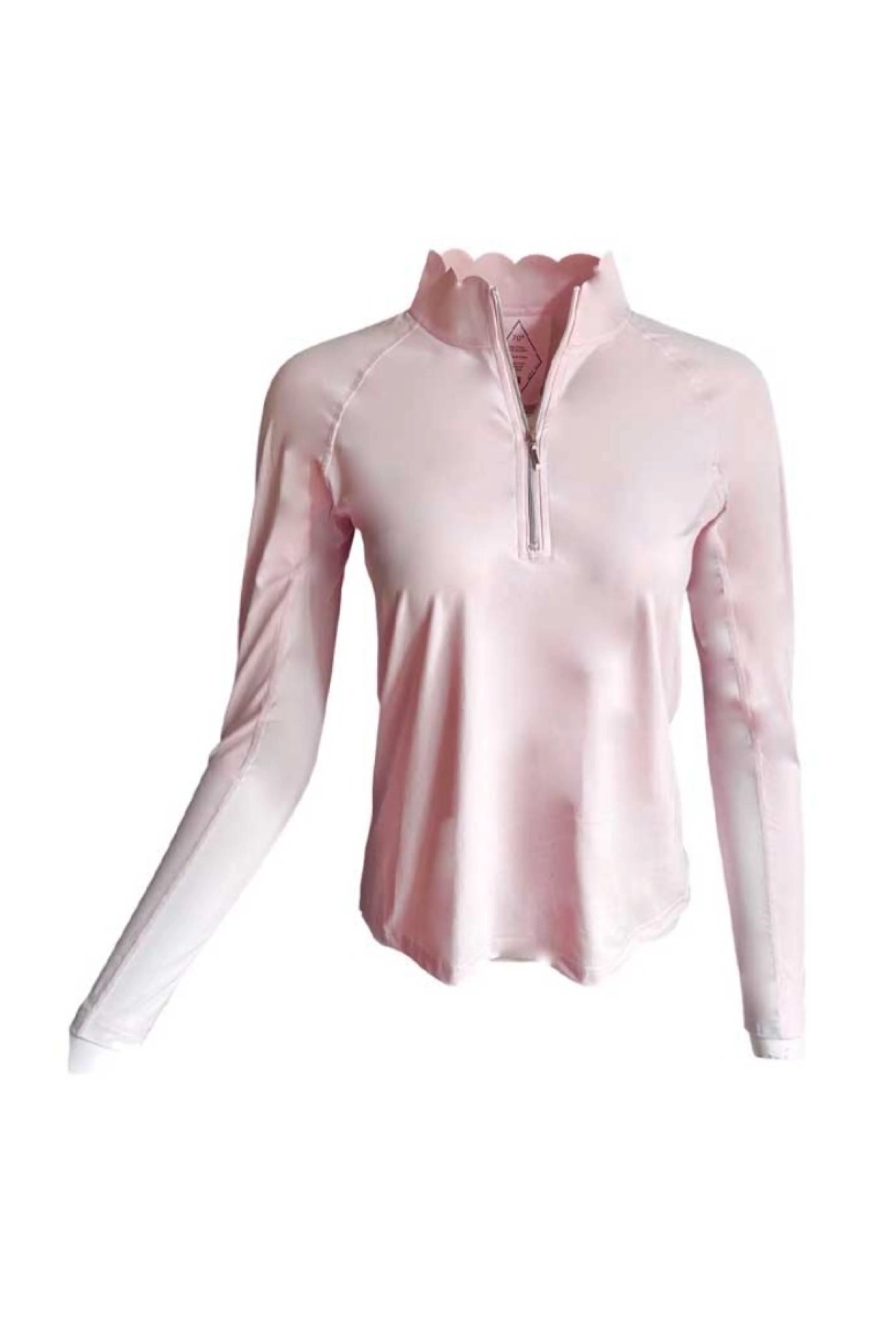Scallop Collar Wicking Sunshirt- 70 Degrees Pale Primrose Pink