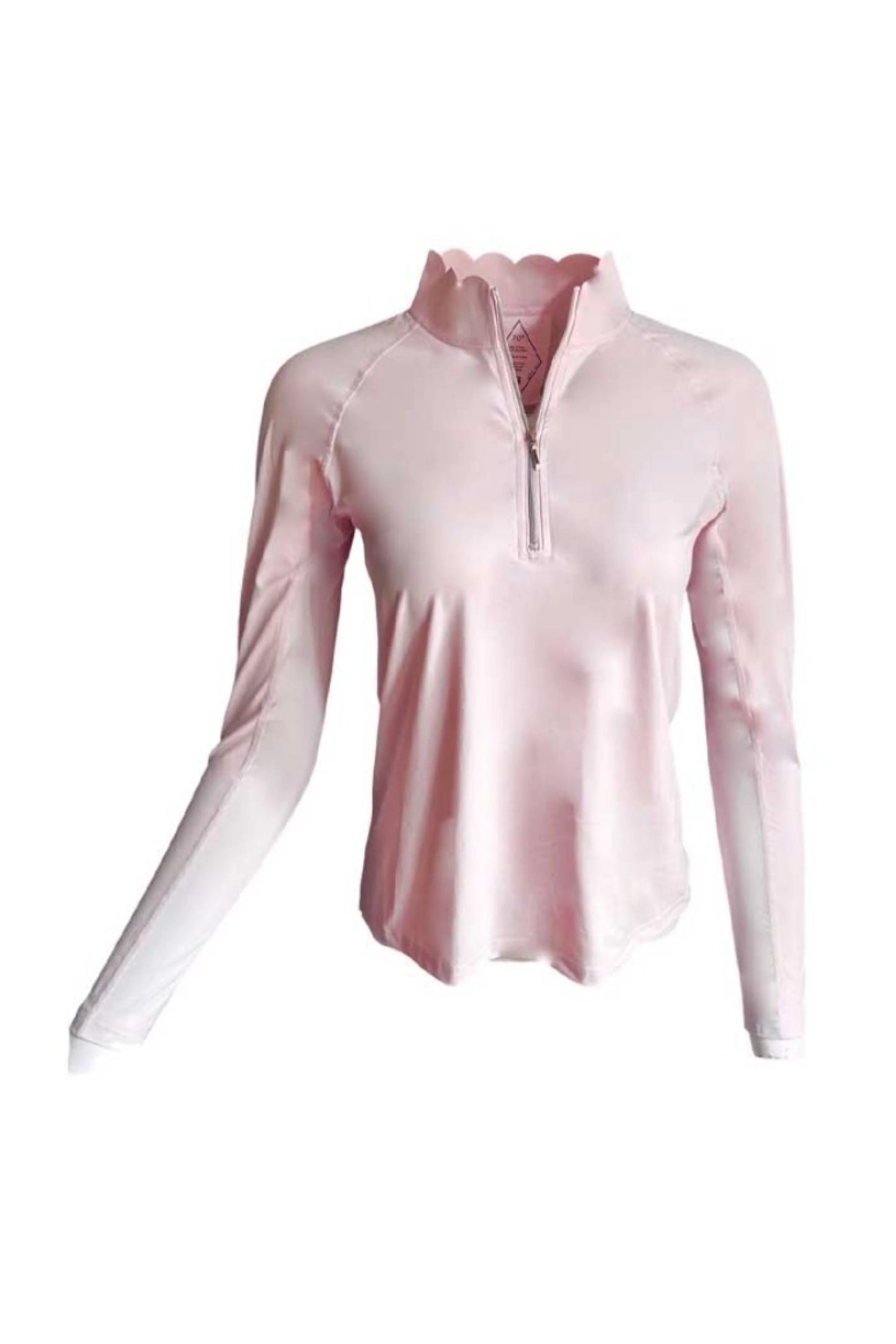 Scallop Collar Wicking Sunshirt- 70 Degrees Pale Primrose Pink