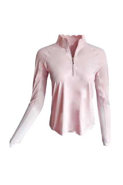 Scallop Collar Wicking Sunshirt- 70 Degrees Pale Primrose Pink