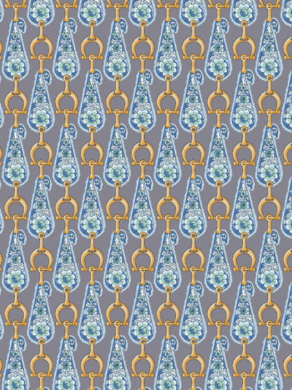 Dora II Schooling Shirt - Blue with Golden Snaffle Trim
