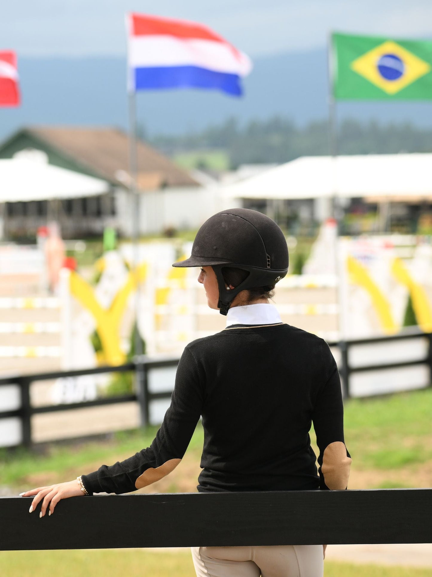 Black with Camel Trey V-Neck Sweater