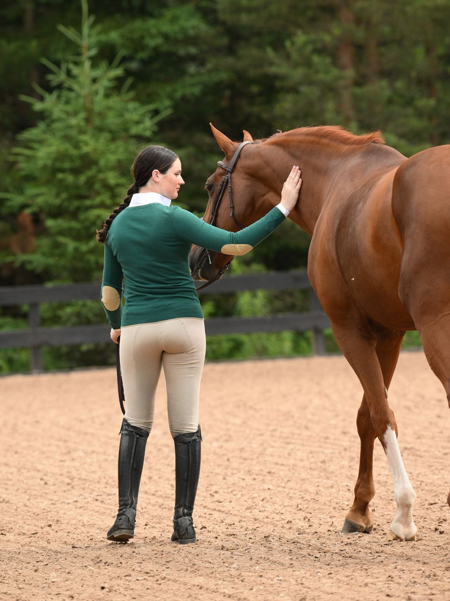 Emerald Green with Gold Trey V-Neck Sweater