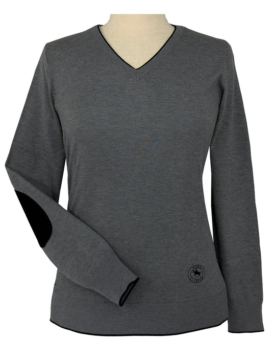 Grey with Black Trey V-Neck Sweater