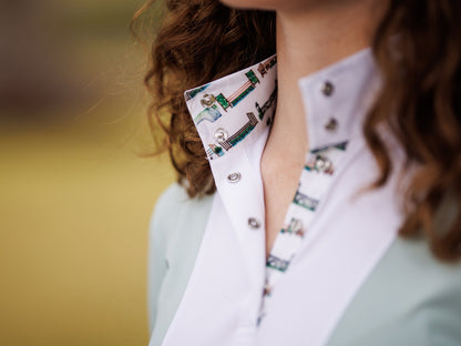 Girls "Luna II" Seafoam with Hunter Derby Long Sleeve Performance Show Shirt