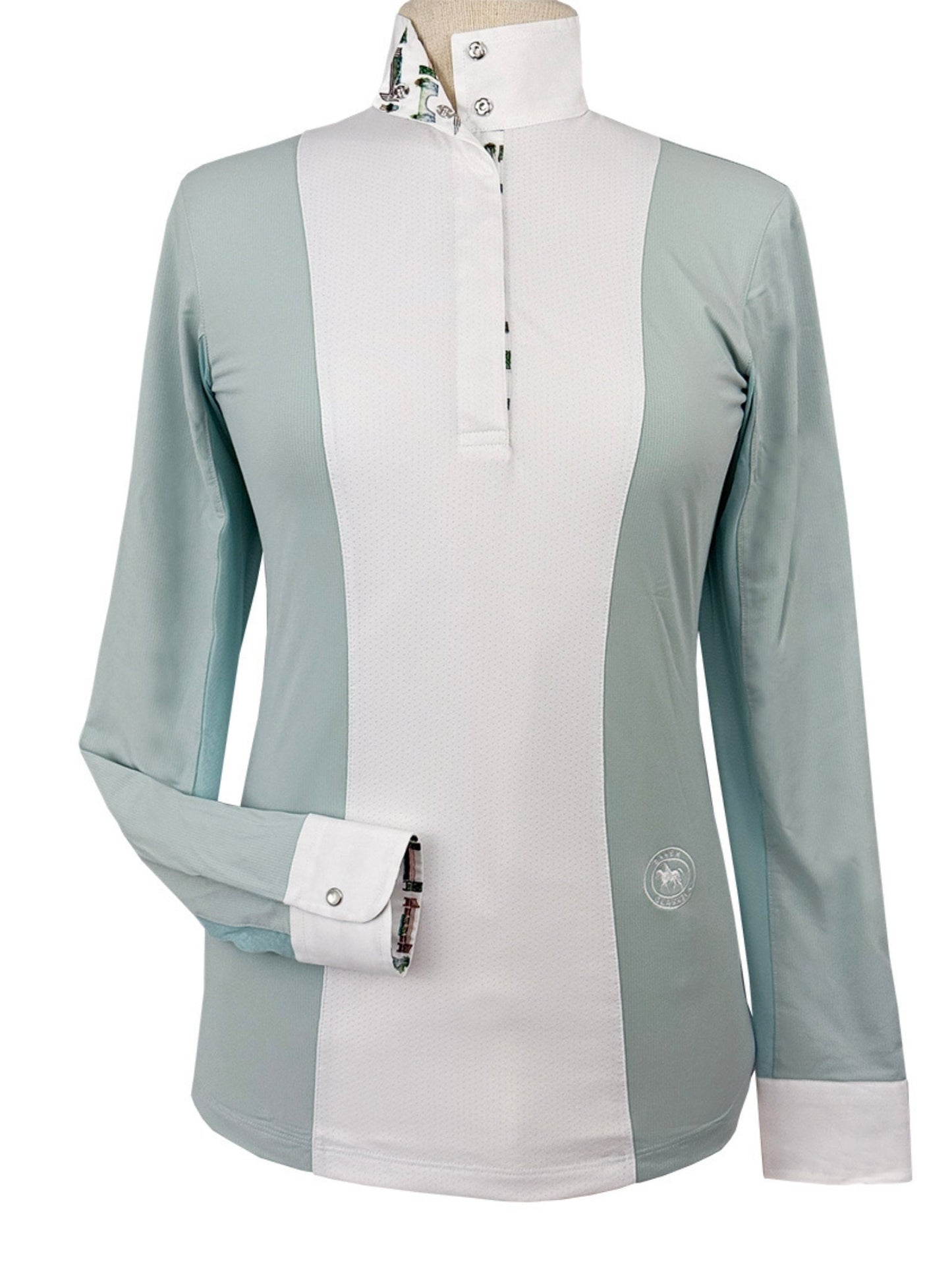 Girls "Luna II" Seafoam with Hunter Derby Long Sleeve Performance Show Shirt