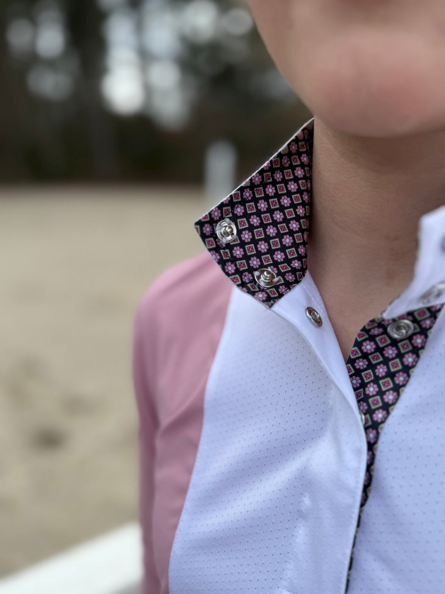 Girls "Luna II" Pink Long Sleeve Performance Show Shirt