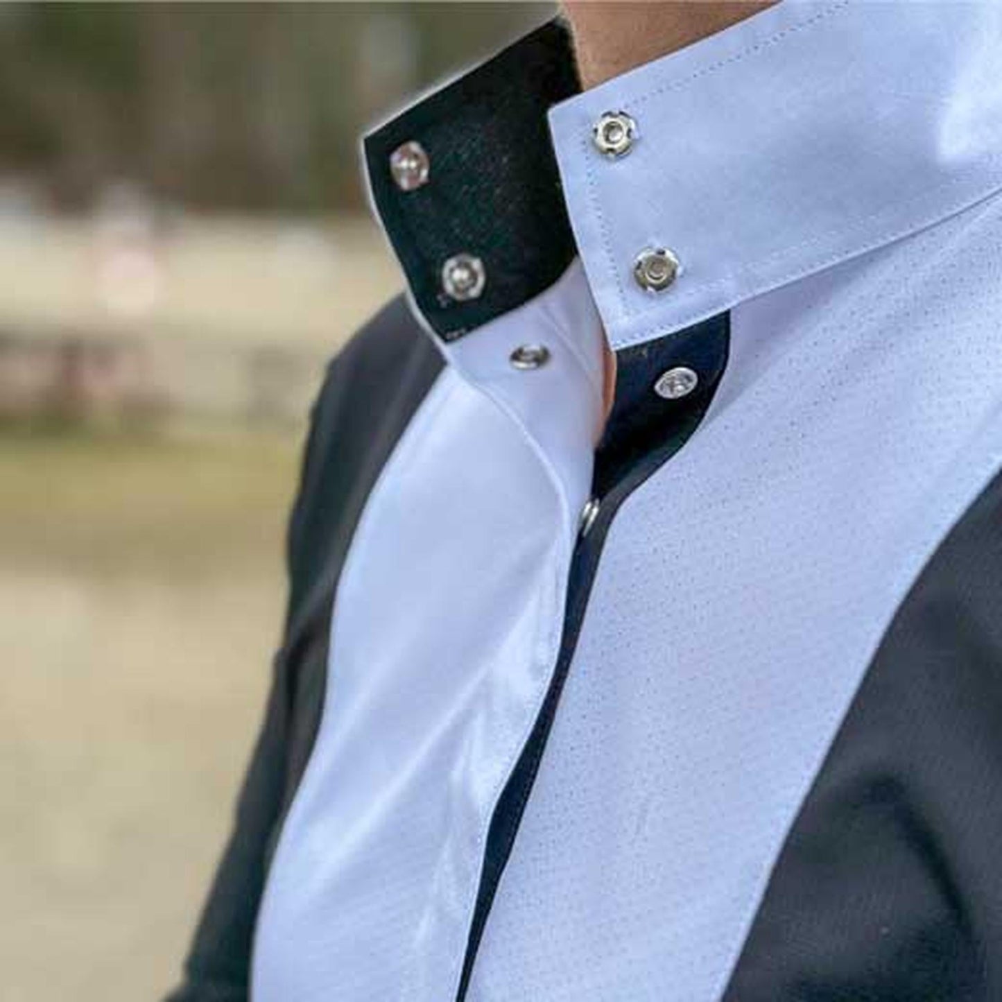 Girls "Luna II" Black Self Trim Short Sleeve Performance Show Shirt