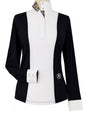 Ladies "Luna II" Black with Leopard Long Sleeve Performance Show Shirt