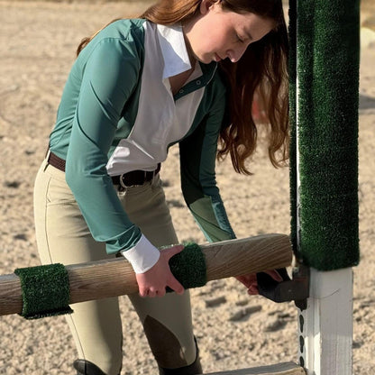 Ladies "Luna II" Forest Green Self-Trim Long Sleeve Performance Show Shirt