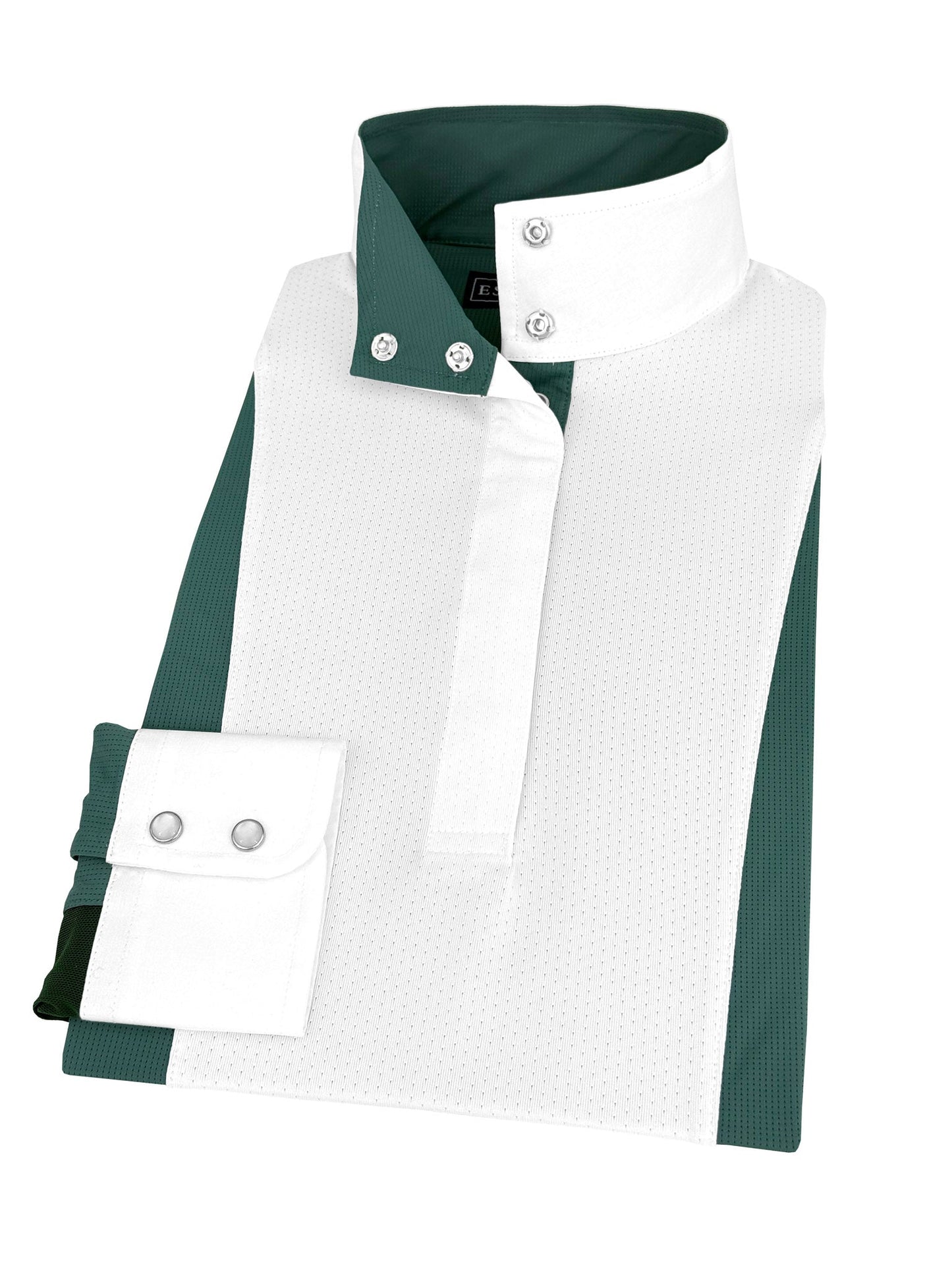 Girls "Luna II" Forest Green Self-Trim Long Sleeve Performance Show Shirt