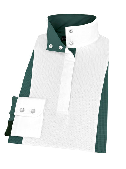 Girls "Luna II" Forest Green Self-Trim Long Sleeve Performance Show Shirt
