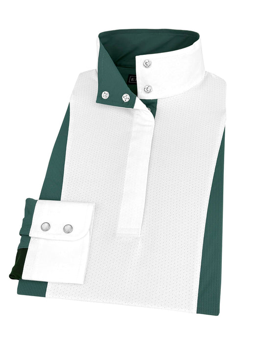 Girls "Luna II" Forest Green Self-Trim Long Sleeve Performance Show Shirt