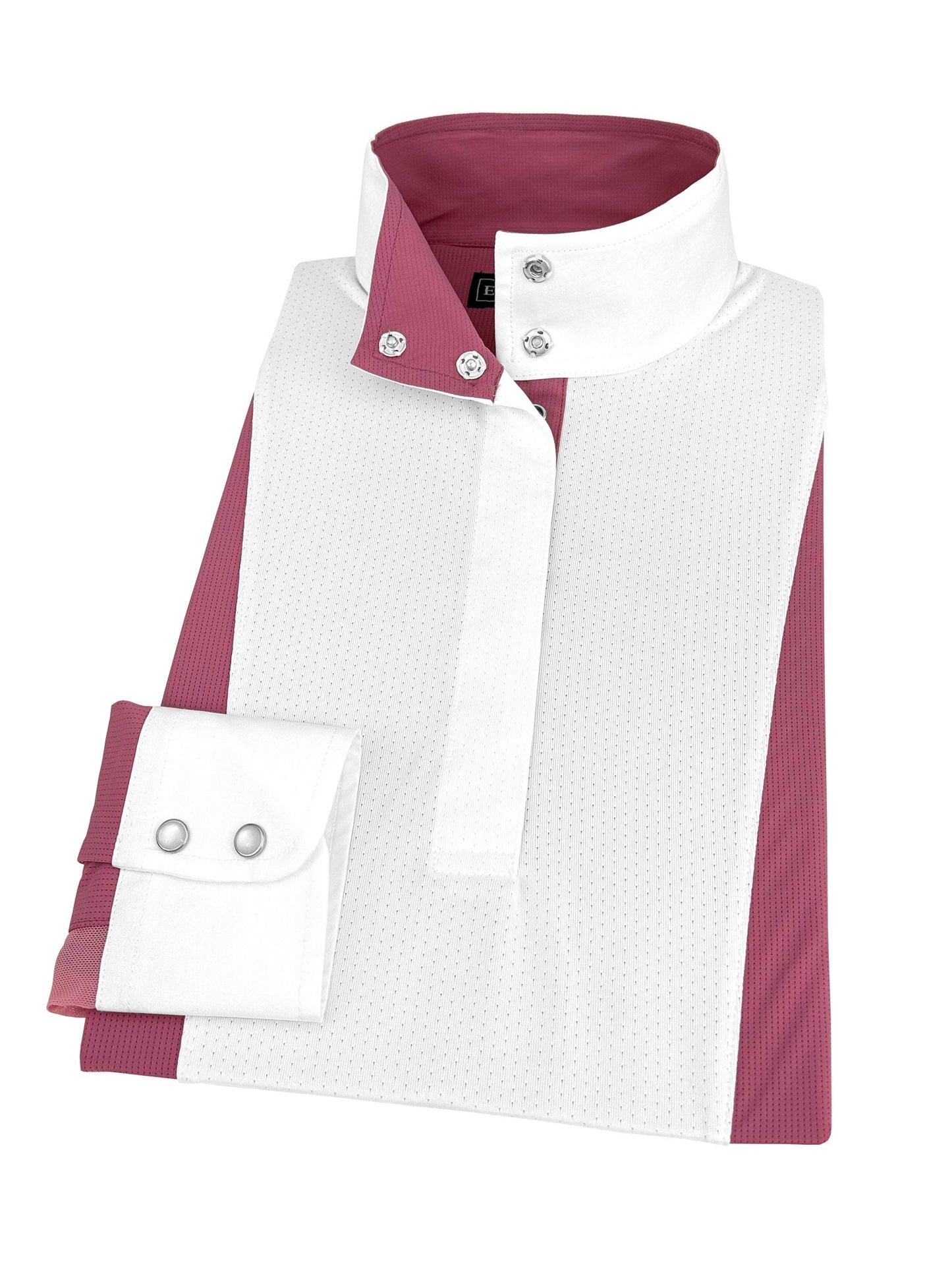 Girls "Luna II" Dark Pink Self-Trim Long Sleeve Performance Show Shirt