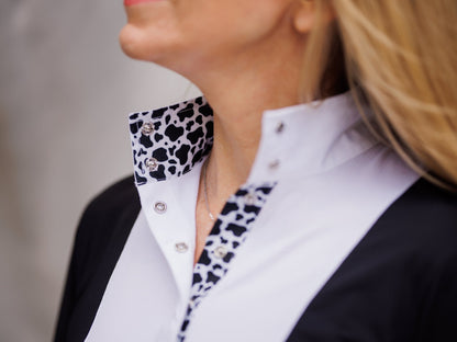 Ladies "Luna II" Black with Cows Long Sleeve Performance Show Shirt