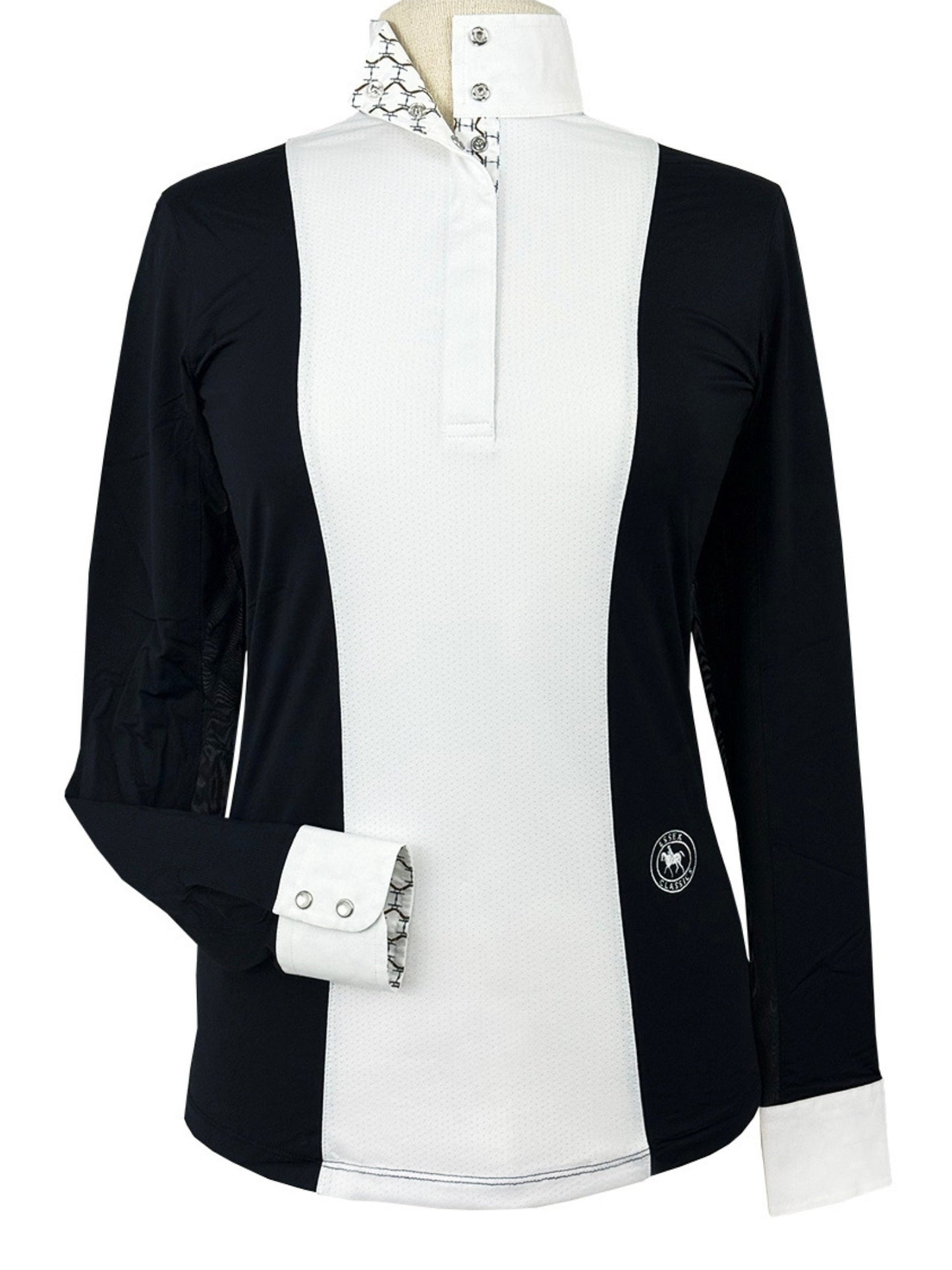Ladies "Luna II" Black with Braided Reins & Bits Long Sleeve Performance Show Shirt
