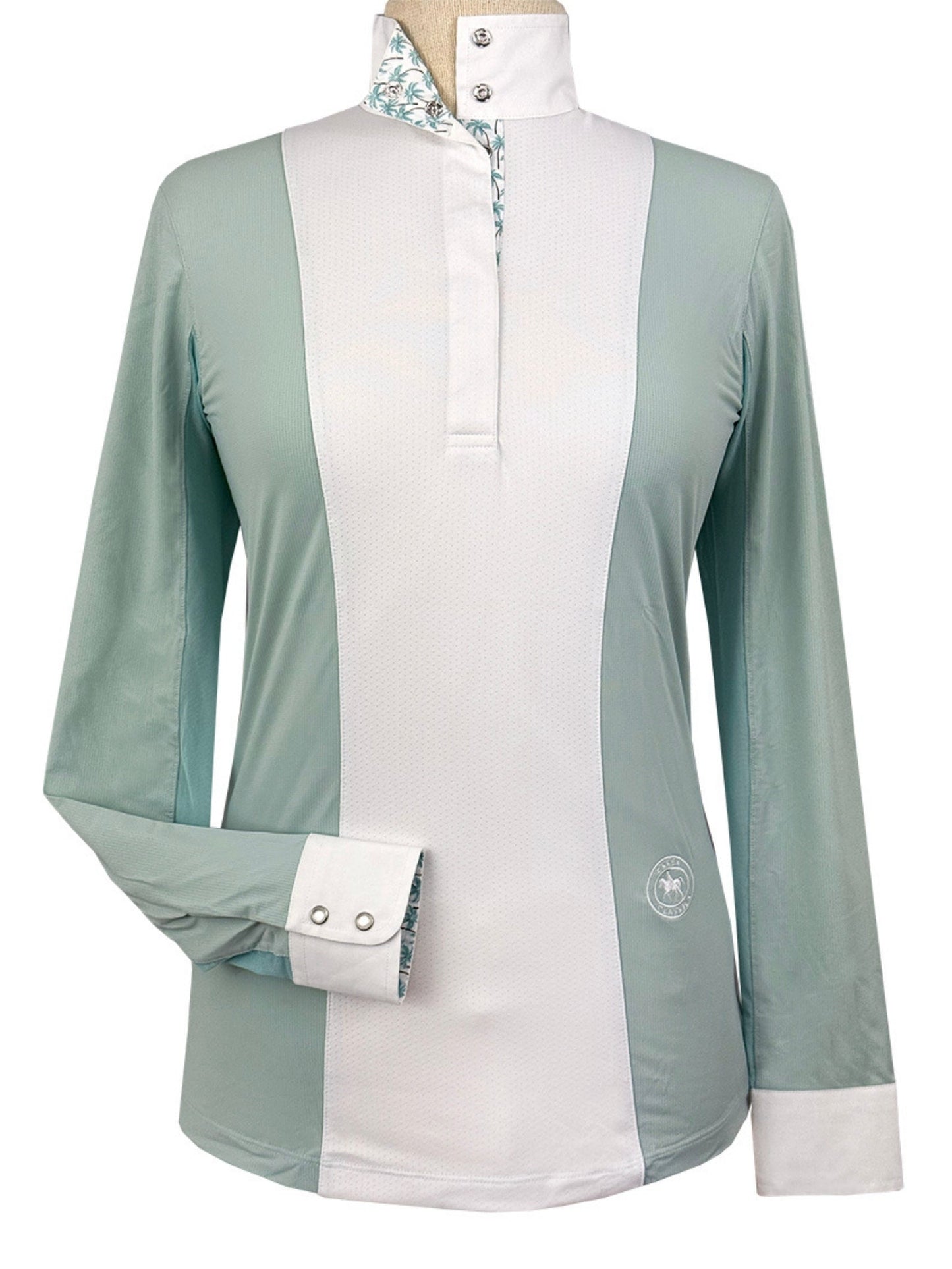 Ladies "Luna II" Seafoam with Palm Trees Long Sleeve Performance Show Shirt