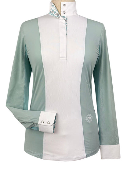 Ladies "Luna II" Seafoam with Palm Trees Long Sleeve Performance Show Shirt