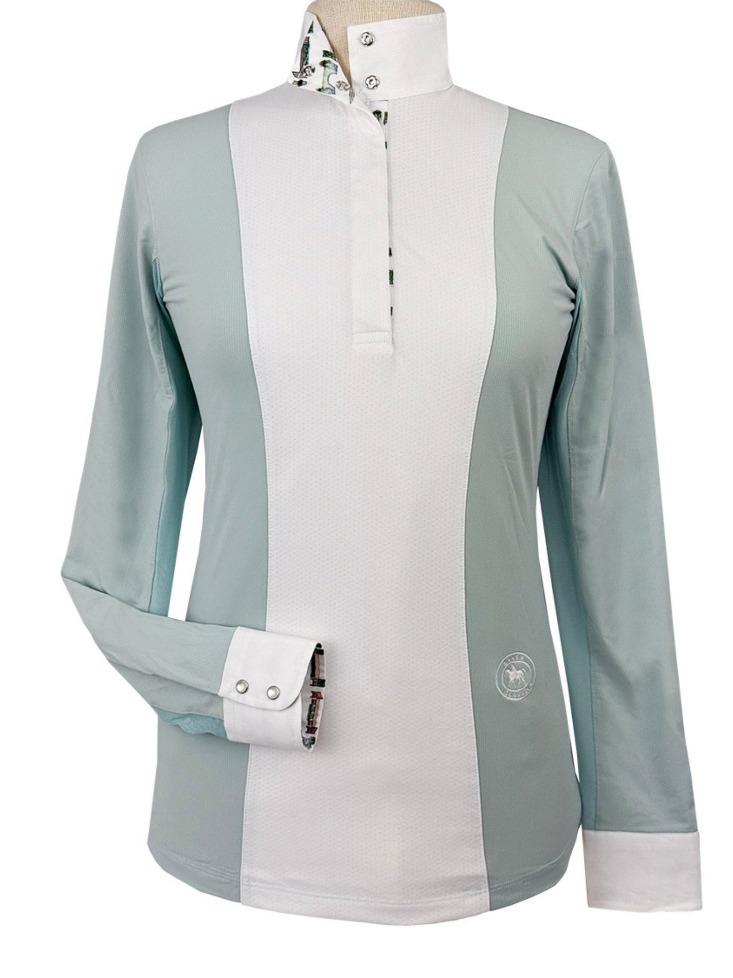 Ladies "Luna II" Seafoam with Hunter Derby Long Sleeve Performance Show Shirt