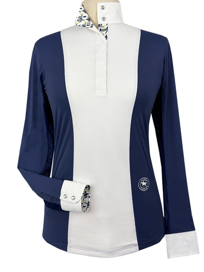 Ladies "Luna II" Marine Blue with Blue Ribbon Winner Long Sleeve Performance Show Shirt