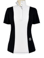 Ladies "Luna II" Black with Unicorns Short Sleeve Performance Show Shirt
