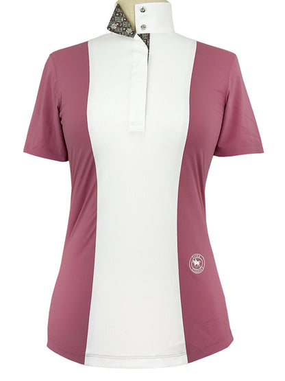 Girls "Luna II" Dark Pink Gallop Garden Short Sleeve Performance Show Shirt