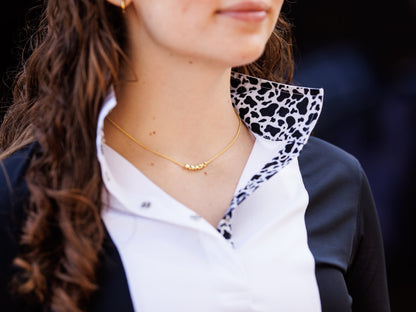 Ladies "Luna II" Black with Cows Short Sleeve Performance Show Shirt