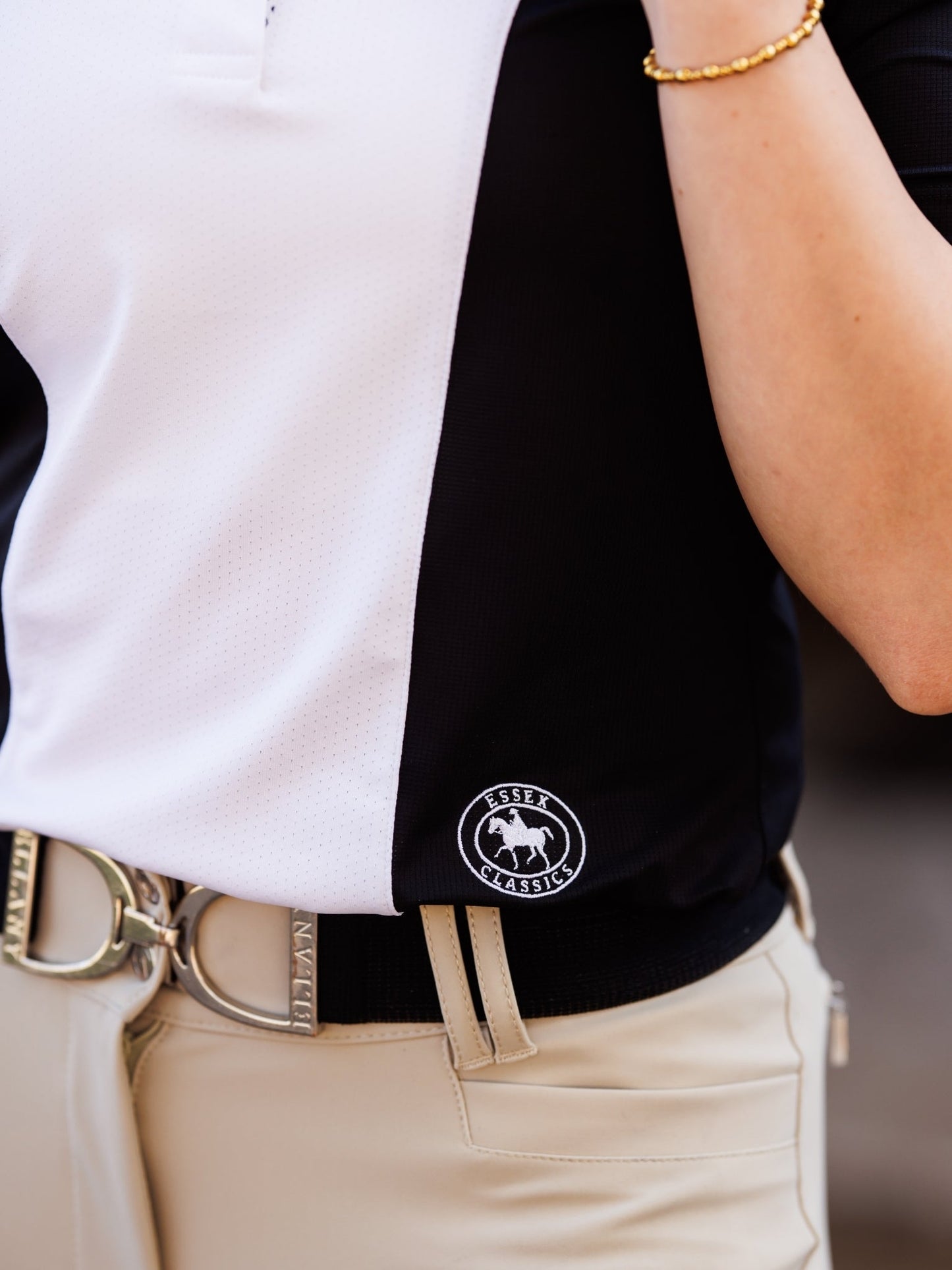 Ladies "Luna II" Black with Cows Short Sleeve Performance Show Shirt