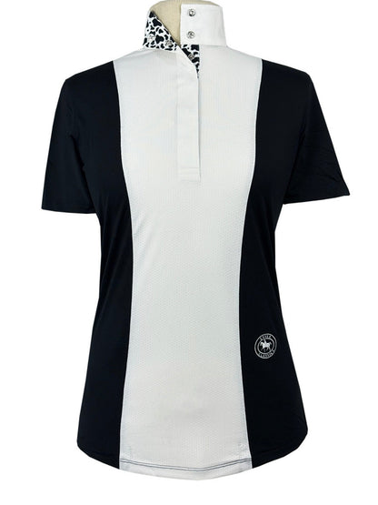 Ladies "Luna II" Black with Cows Short Sleeve Performance Show Shirt