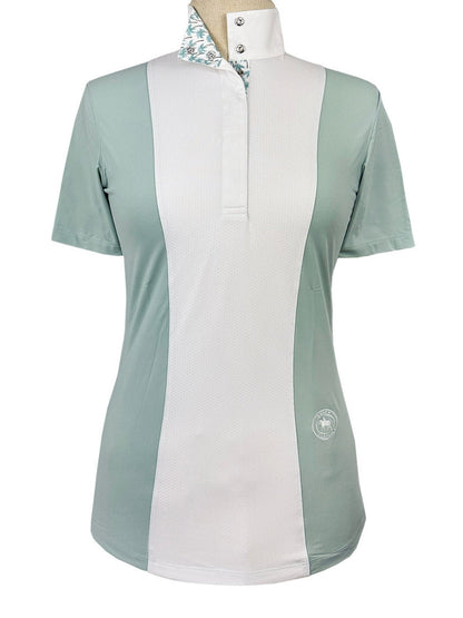 Ladies "Luna II" Seafoam with Palm Trees Short Sleeve Performance Show Shirt