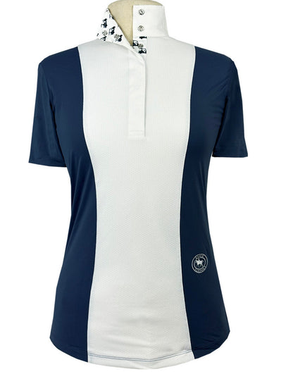Ladies "Luna II" Marine Blue with Golf Carts Short Sleeve Performance Show Shirt