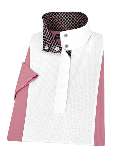 Ladies "Luna II" Pink Short Sleeve Performance Show Shirt with Diamond and Daisy Trim