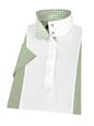 Ladies Sage Green "Luna II" Short Sleeve Performance Show Shirt with Green Check Trim