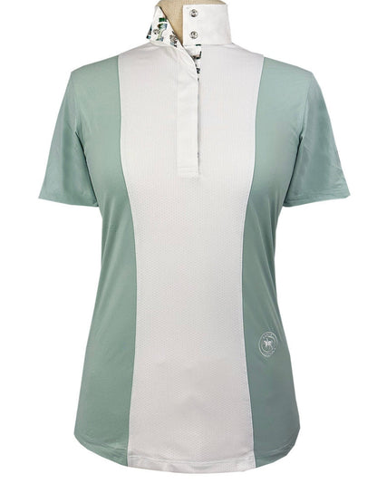 Girls "Luna II" Seafoam with Hunter Derby Short Sleeve Performance Show Shirt