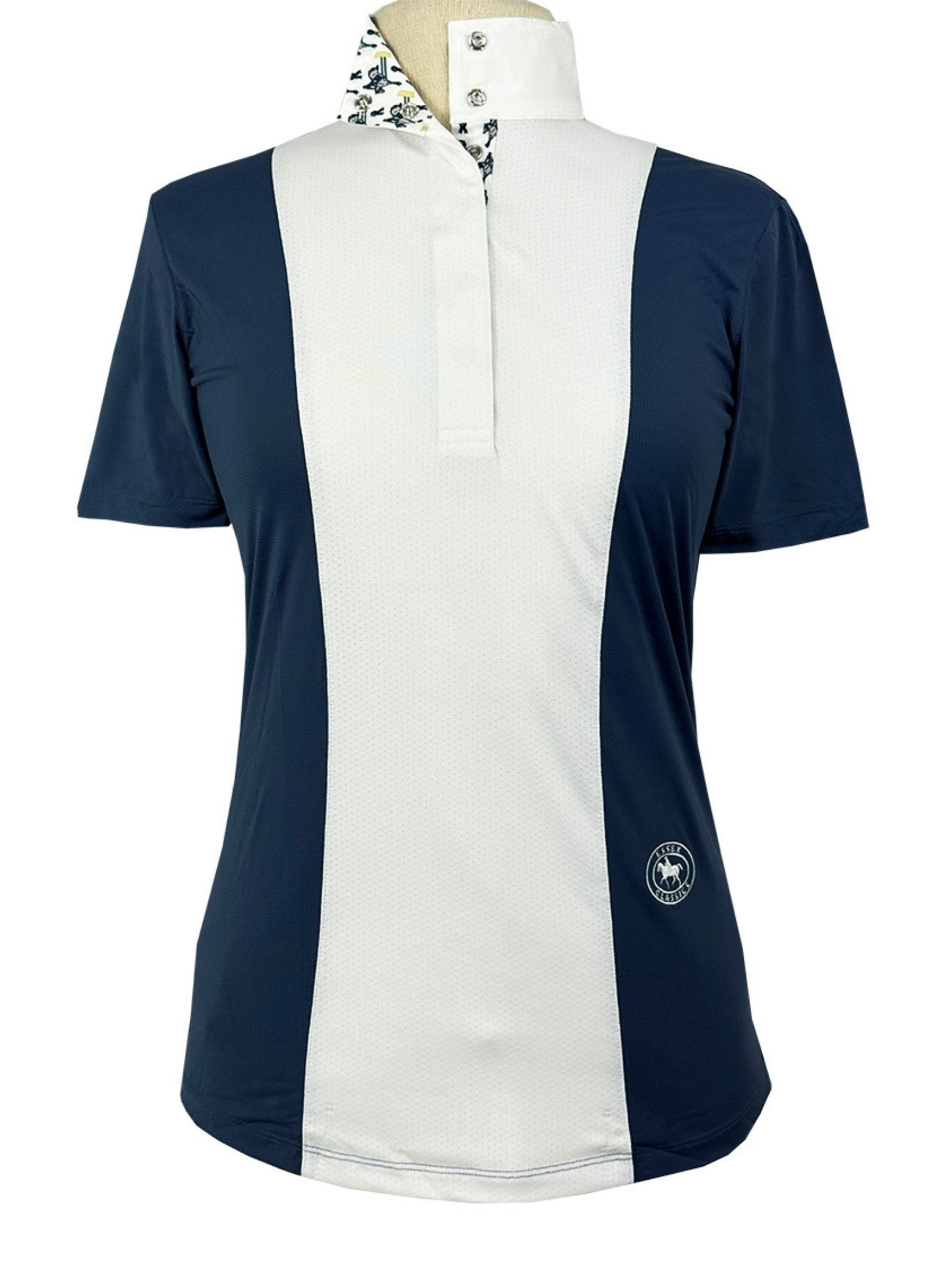 Girls "Luna II" Marine Blue with Blue Ribbon Winner Short Sleeve Performance Show Shirt
