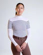 French Stripe Performance Mock Neck In White/ Dark Navy Stripe