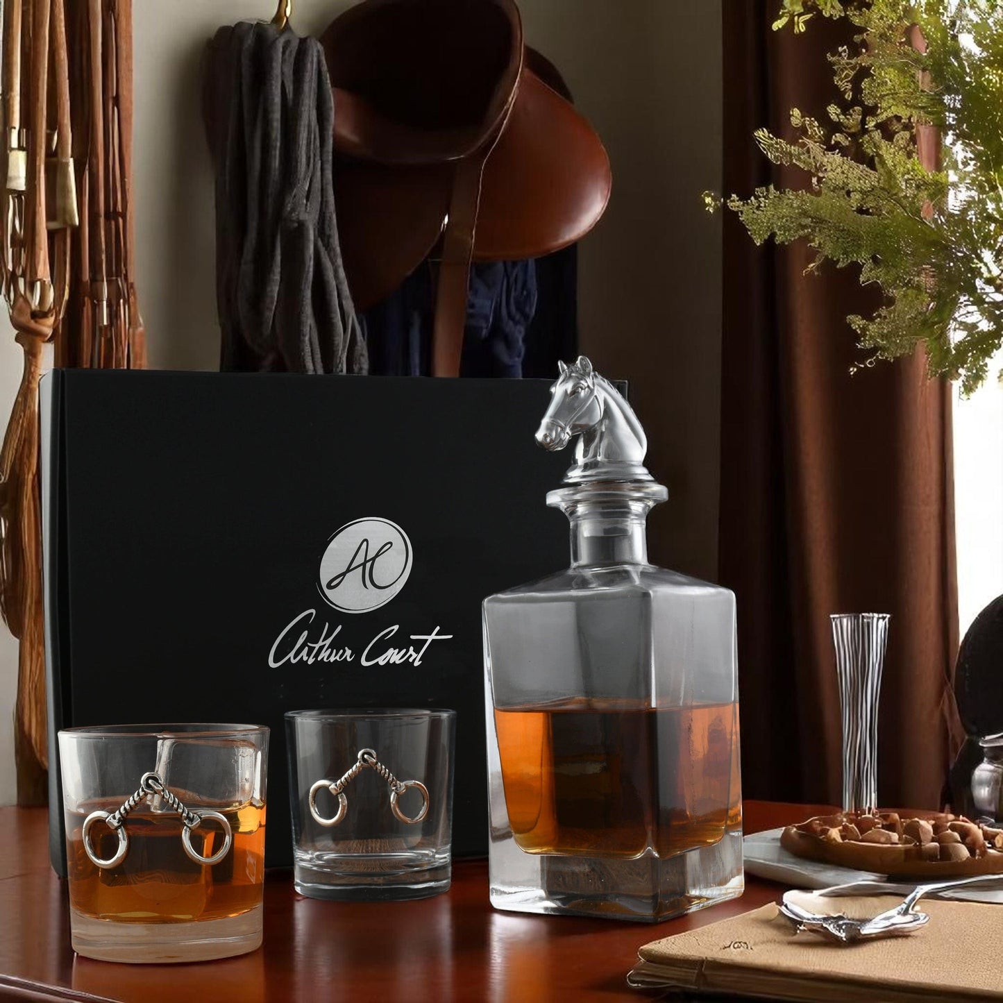 Equestrian Decanter Set with Glasses