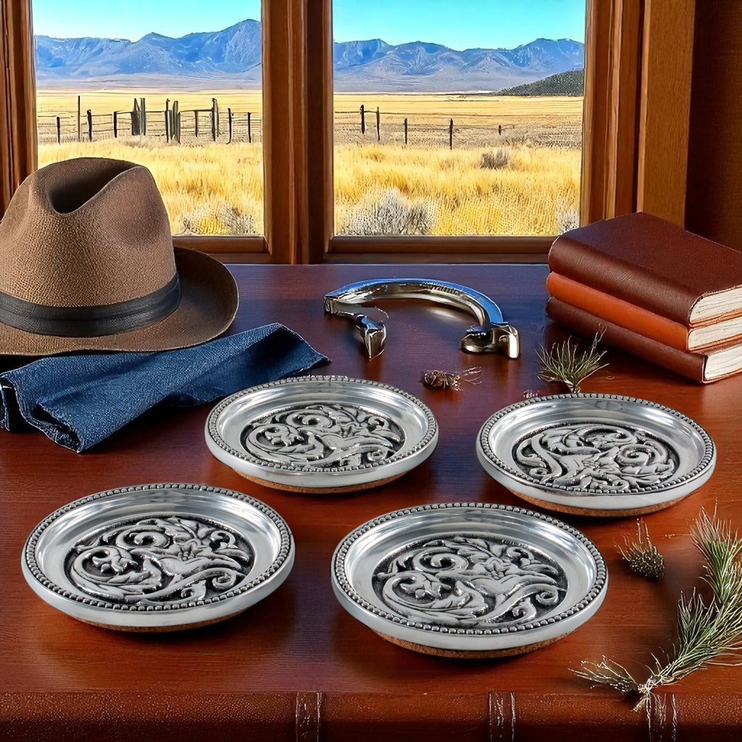 Concho Western Drink Coaster Set of 4