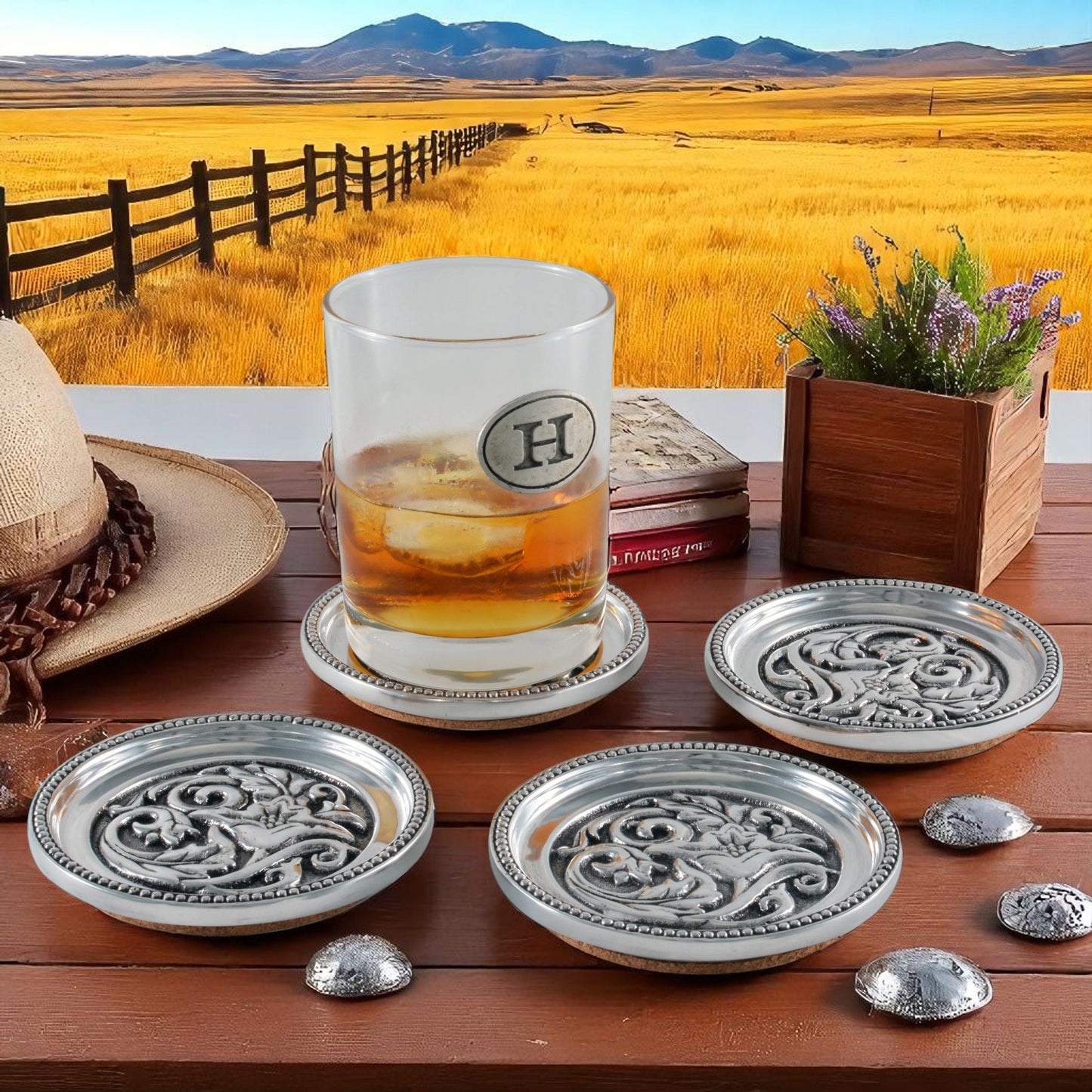 Concho Western Drink Coaster Set of 4