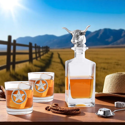 Longhorn Decanter Set with Pair of Glasses