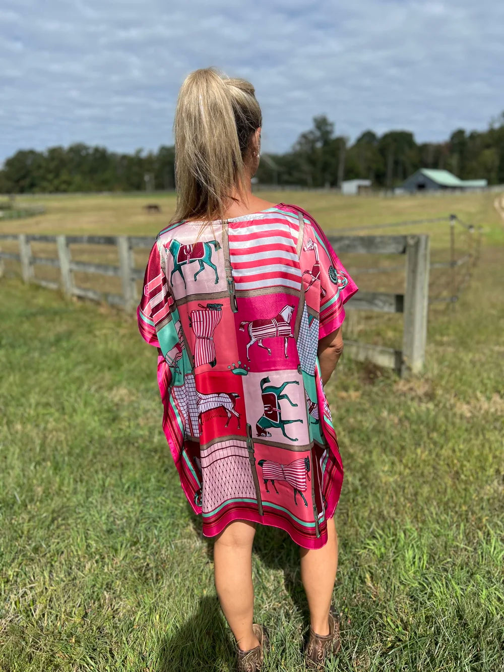 Pink Kaftan Equestrian Mini Dress