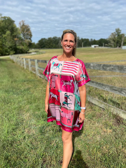 Pink Kaftan Equestrian Mini Dress