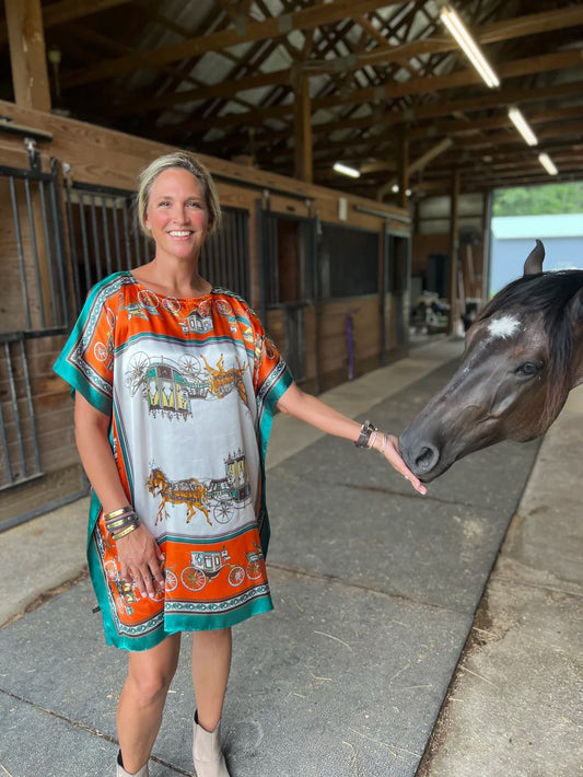 Carriage Kaftan Equestrian Mini Dress