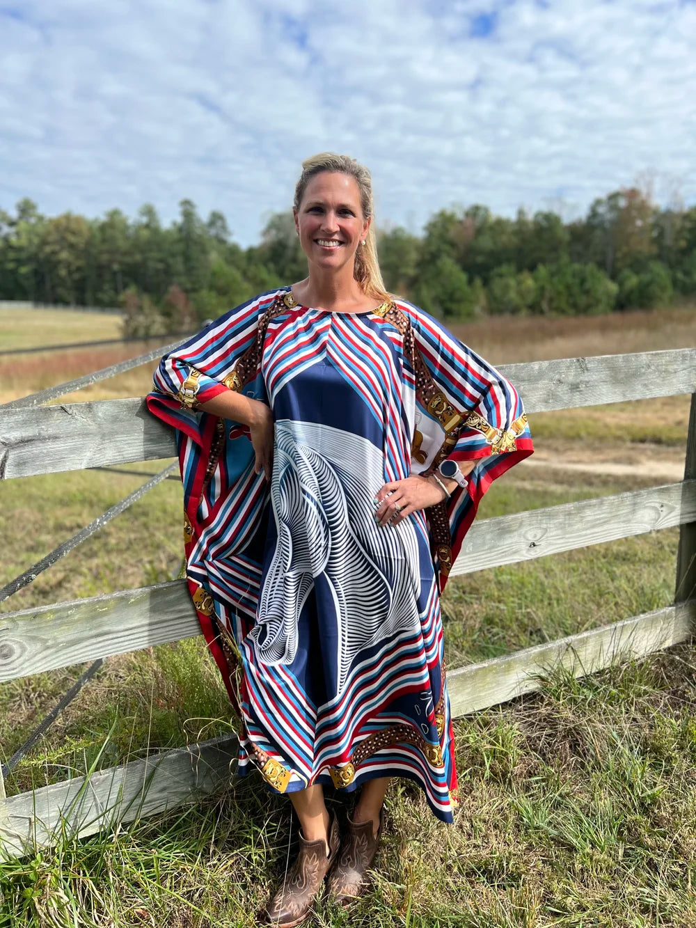 USA Kaftan Equestrian Long Dress