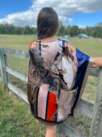 Double Horse Kaftan Equestrian Mini Dress