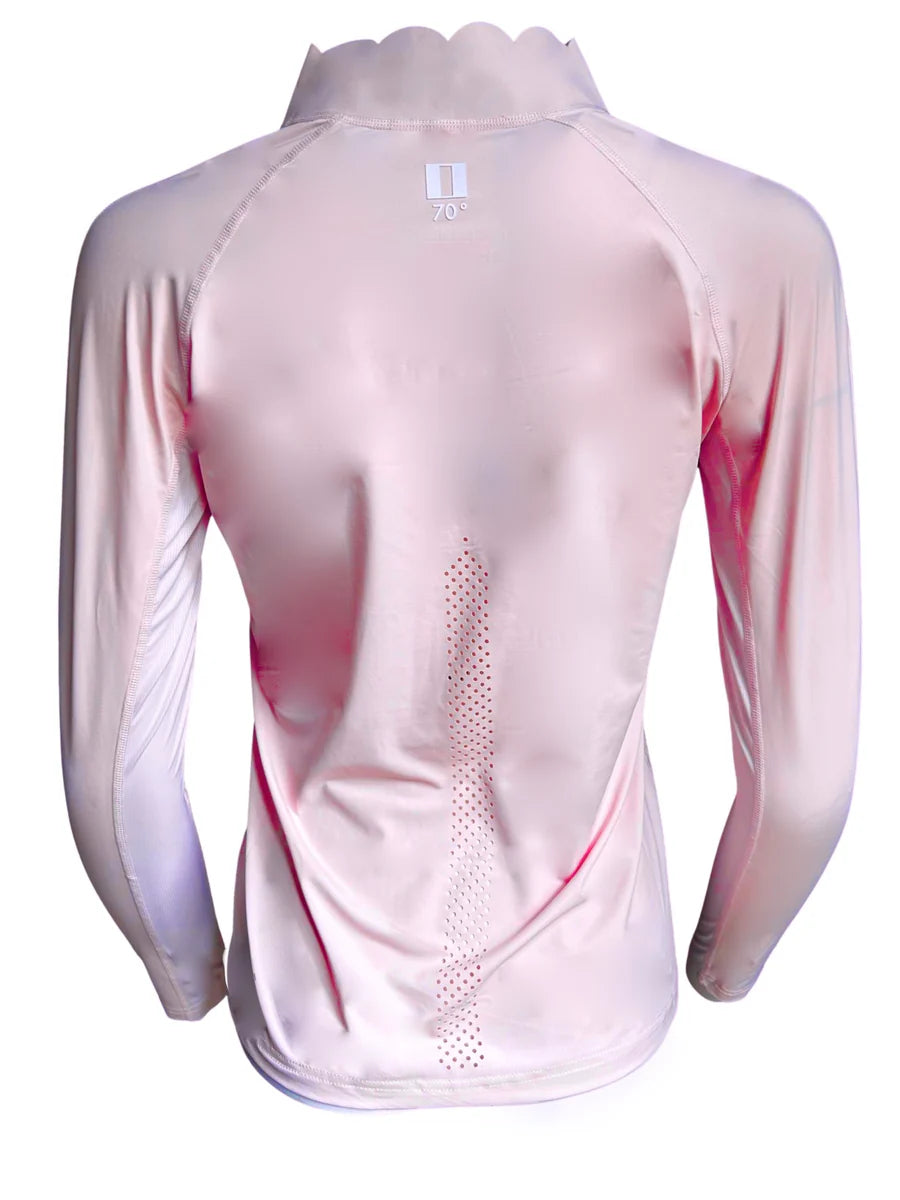 Scallop Collar Wicking Sunshirt- 70 Degrees Pale Primrose Pink