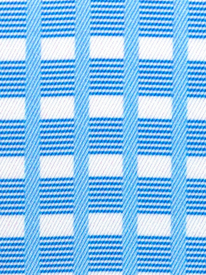 Girls "Luna II" Light Blue Short Sleeve Performance Show Shirt with Blue Checks Trim