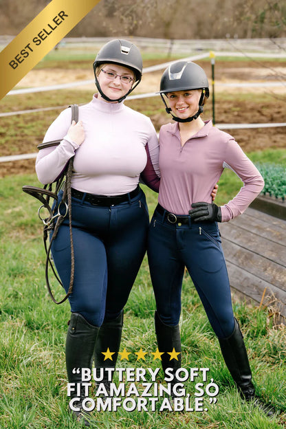 Women's Riding Breeches-Thiandro Essential-Navy- Knee Patch